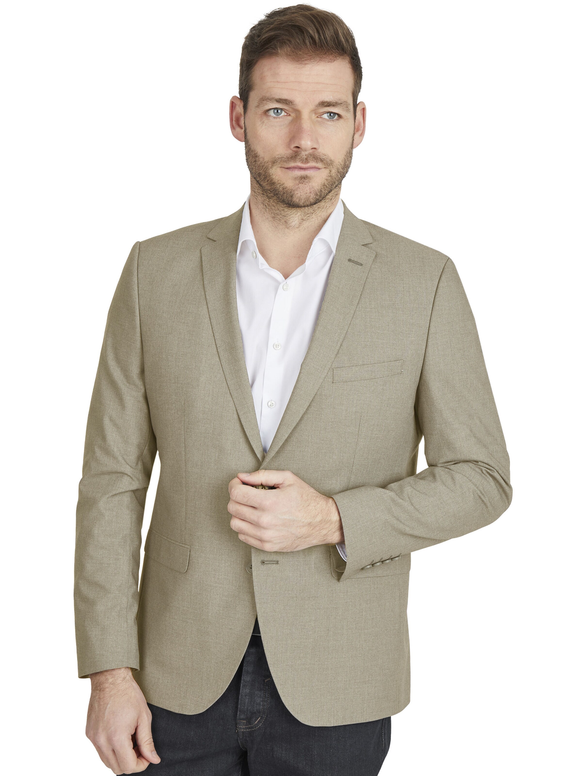 Coupe slim Veste de costume Steffen Klein en beige : devant