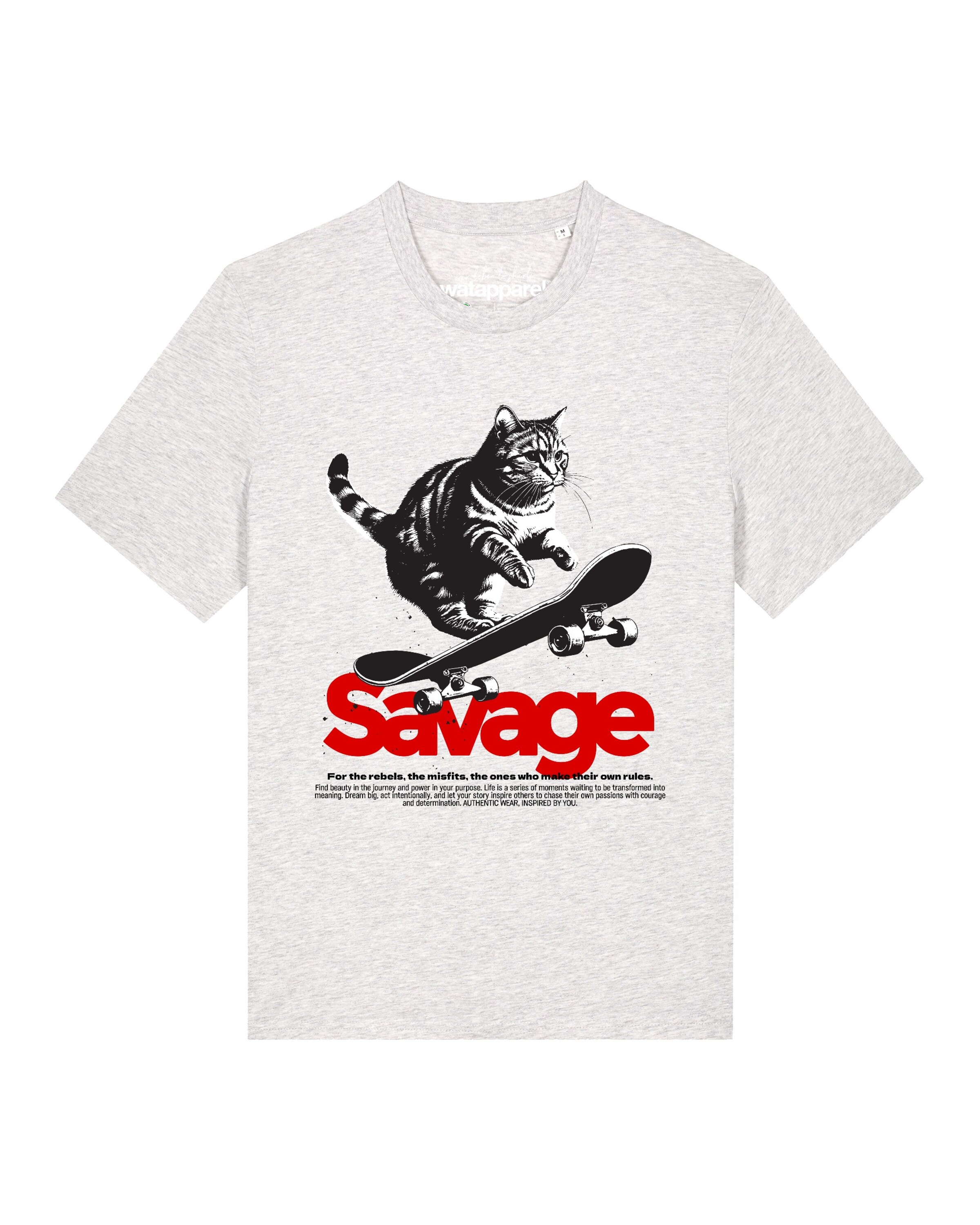 T-Shirt 'Savage cat' Watapparel en gris : devant