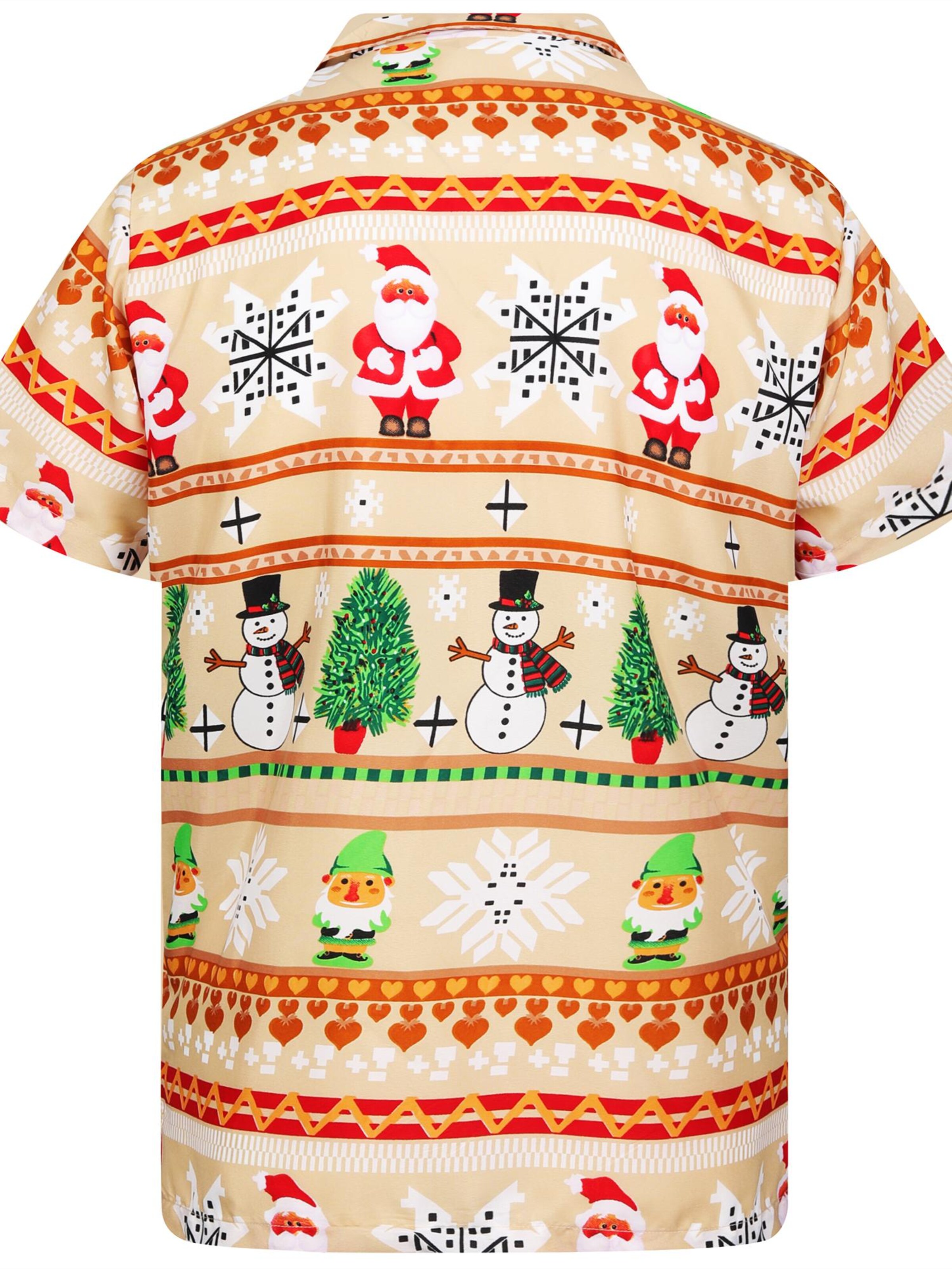 King Kameha Regular Fit Hemd 'Christmas Rows'‌‌‌‌‌‌ in Beige