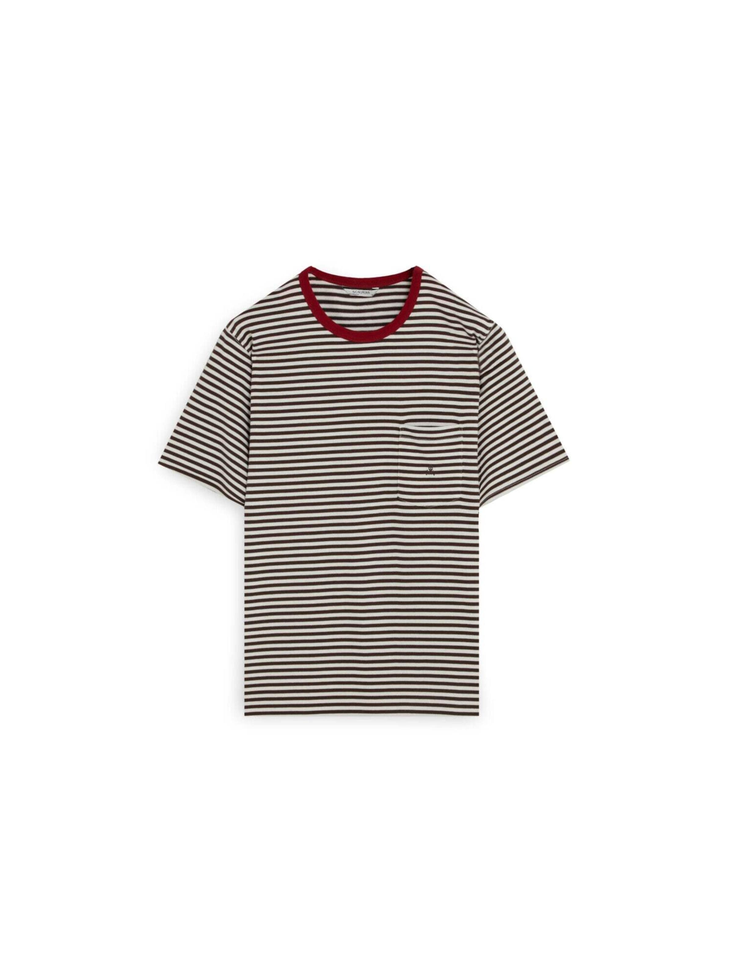 Scalpers Striped Pocket Tee ' ' in Braun: Vorderseite