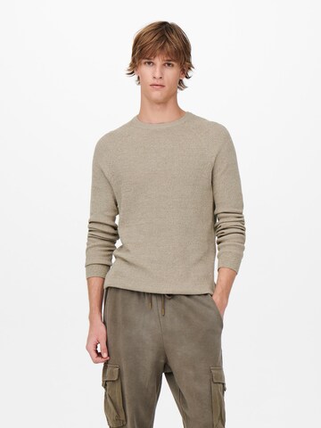 Pull-over Only & Sons en beige : devant