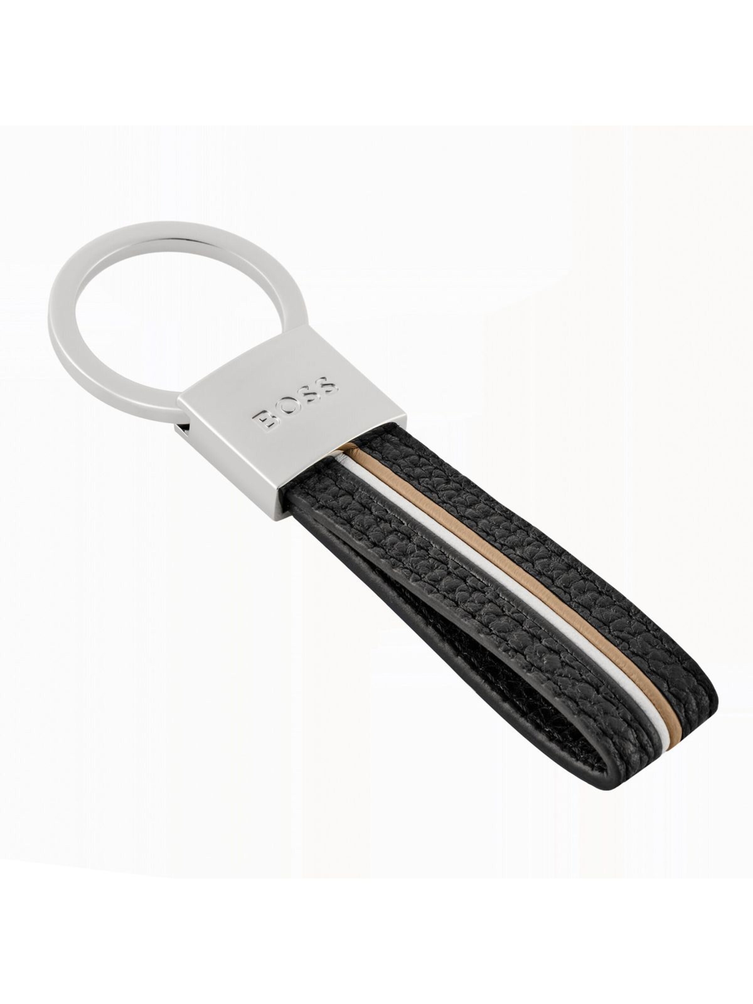 BOSS Schlüsselanhänger 'Key ring Iconic Black'‌‌‌‌‌‌‌‌‌ in Silber
