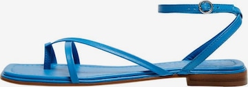 MANGO T-Bar Sandals 'Tapy' in Blue: front