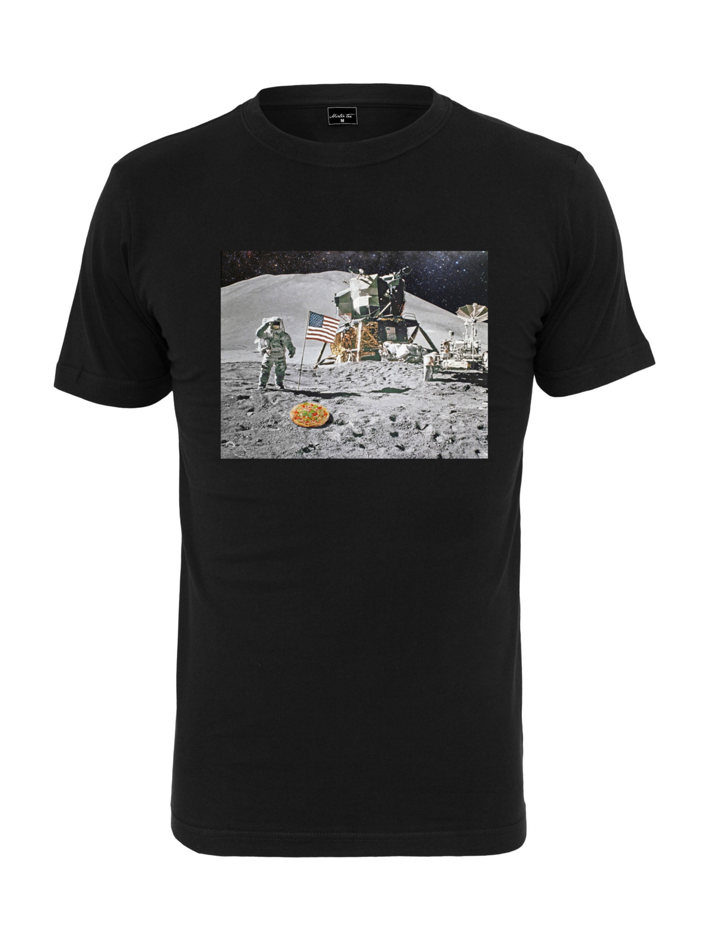 Mister Tee Póló 'Pizza Moon Landing' - fekete: elől