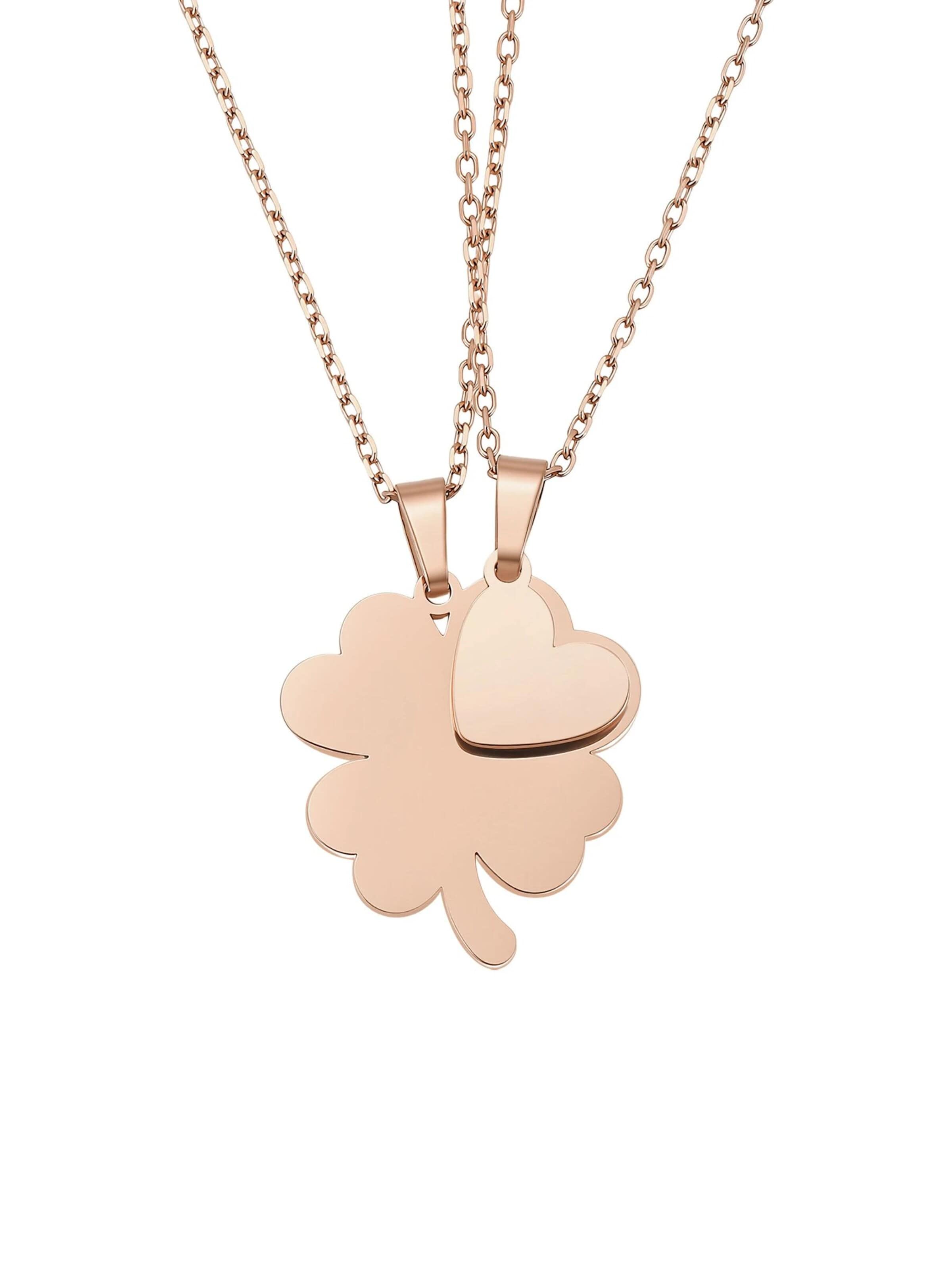 Chaîne 'Interlocking Clover & Heart' Hey Happiness en or