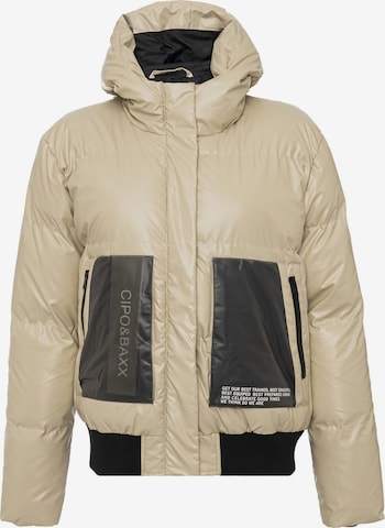 CIPO & BAXX Winterjacke 'WM141', Steppjacke, wärmend, transparente Fronttaschen in Beige: Vorderseite