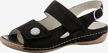 WALDLÄUFER Strap Sandals in Black: front