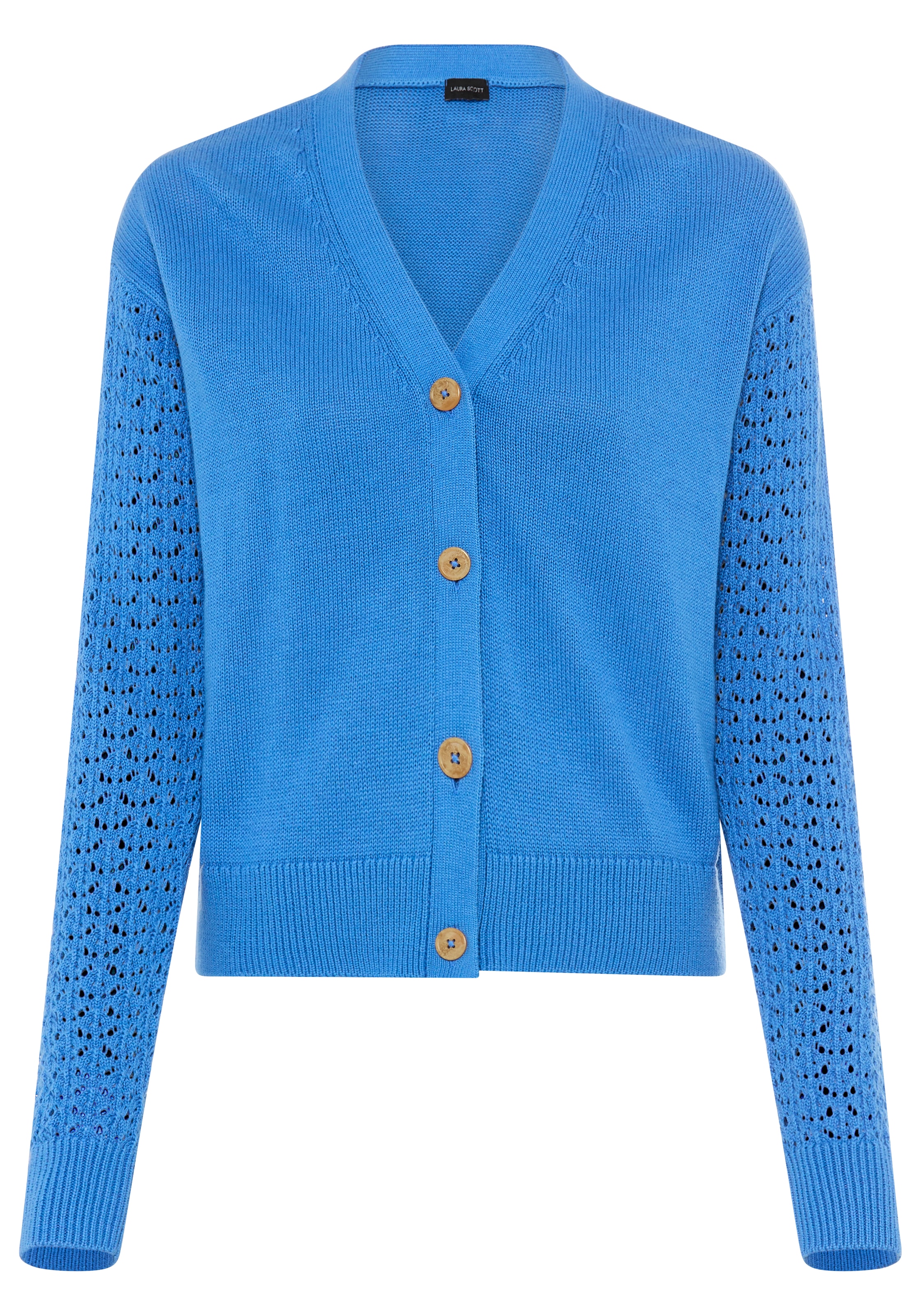 LAURA SCOTT Knit Cardigan in Blue: front
