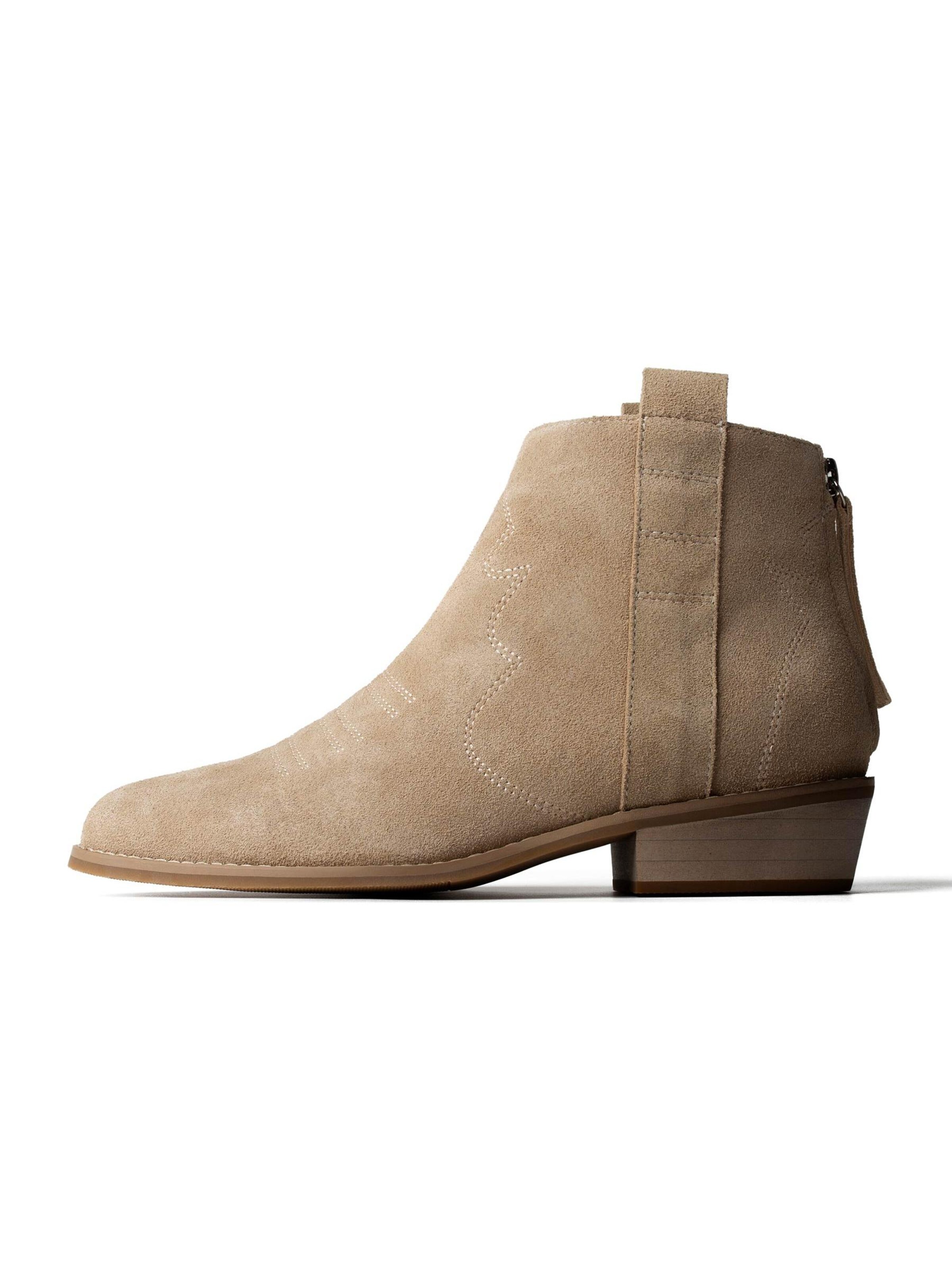 L37 HANDMADE SHOES Enkellaarsje 'FLASHBACK' in Beige: voorkant