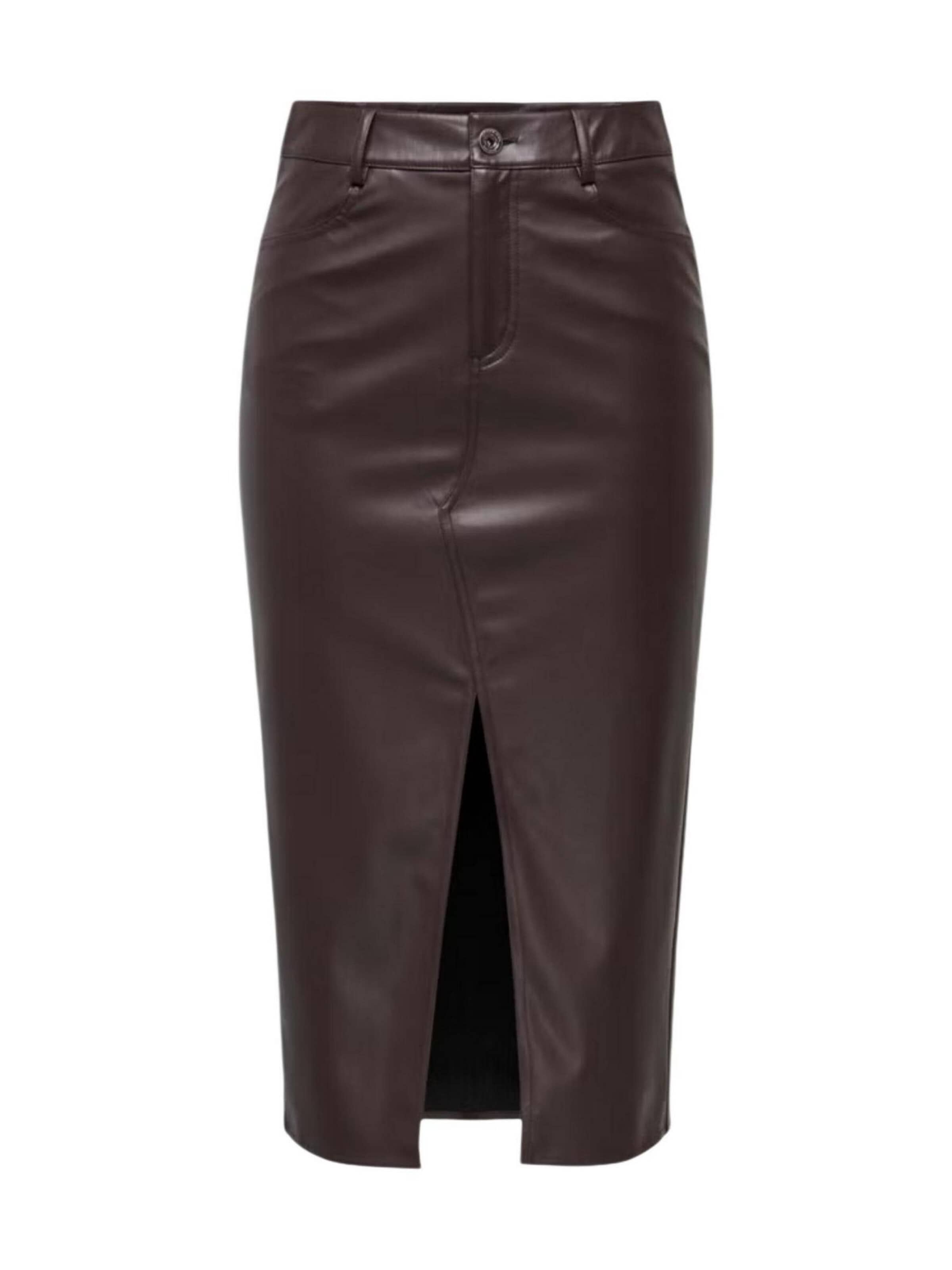 Gonna 'ONLBITTEN FAUX LEATH PENCIL SKIRT CC OTW 15373299' di ONLY in marrone