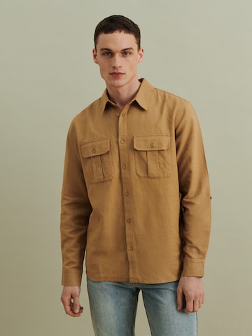 DAN FOX APPAREL Regular fit Button Up Shirt 'Arthur' in Beige: front