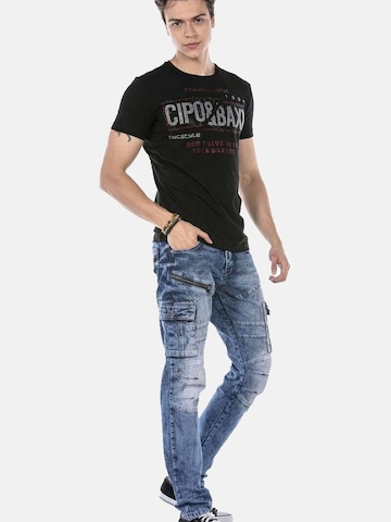 CIPO & BAXX Regular Jeanshose 'CD679', Straight Leg in trendiger Used-Optik in Blau