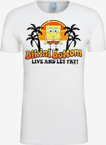 LOGOSHIRT Shirt 'Spongebob – Bikini Bottom' in White: front