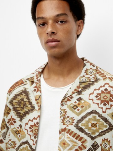 Pull&Bear Regular fit Button Up Shirt in Brown