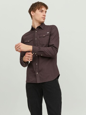 JACK & JONES Regular fit Overhemd 'Sheridan' in Bruin: voorkant