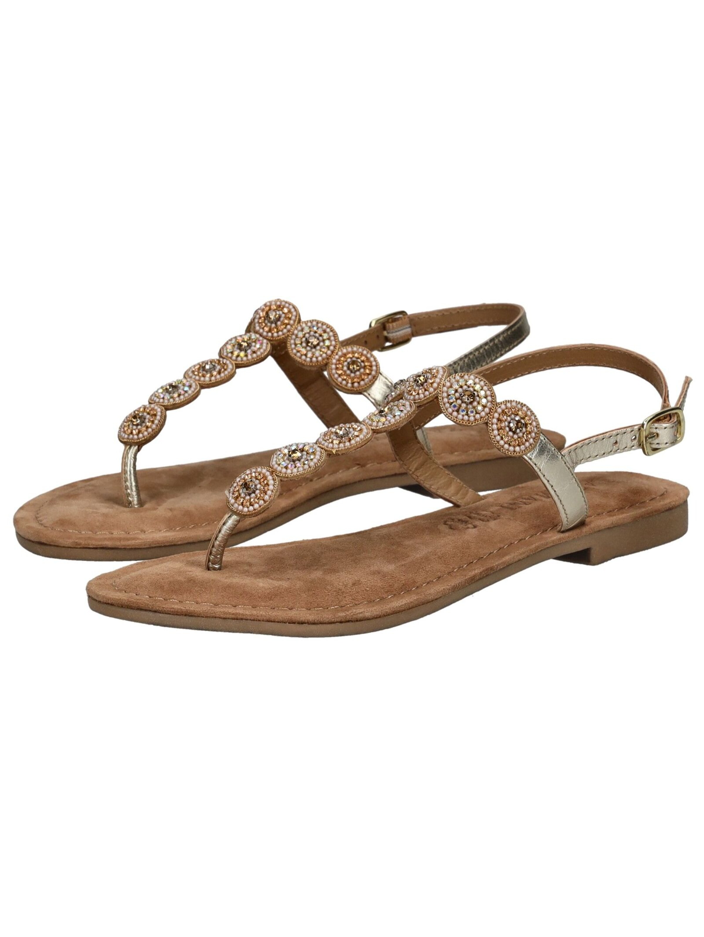 LAZAMANI T-Bar Sandals in Gold