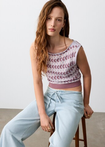 MANGO TEEN Wide Leg Jeans 'Bow' in Blau