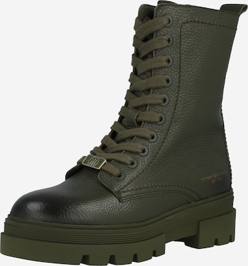 TOMMY HILFIGER Lace-Up Ankle Boots in Green: front