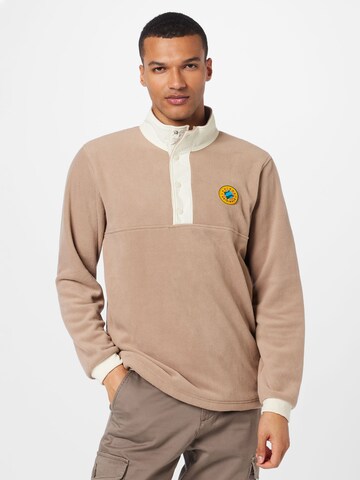 ADIDAS ORIGINALS - Sweatshirt 'Wander Hour Quarter-Snap Polar Fleece' em bege: frente