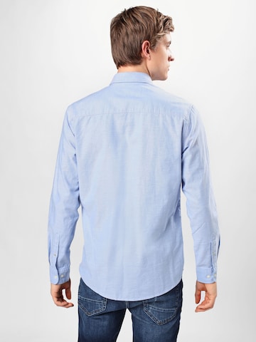 JACK & JONES Slim fit Button Up Shirt 'Oxford' in Blue