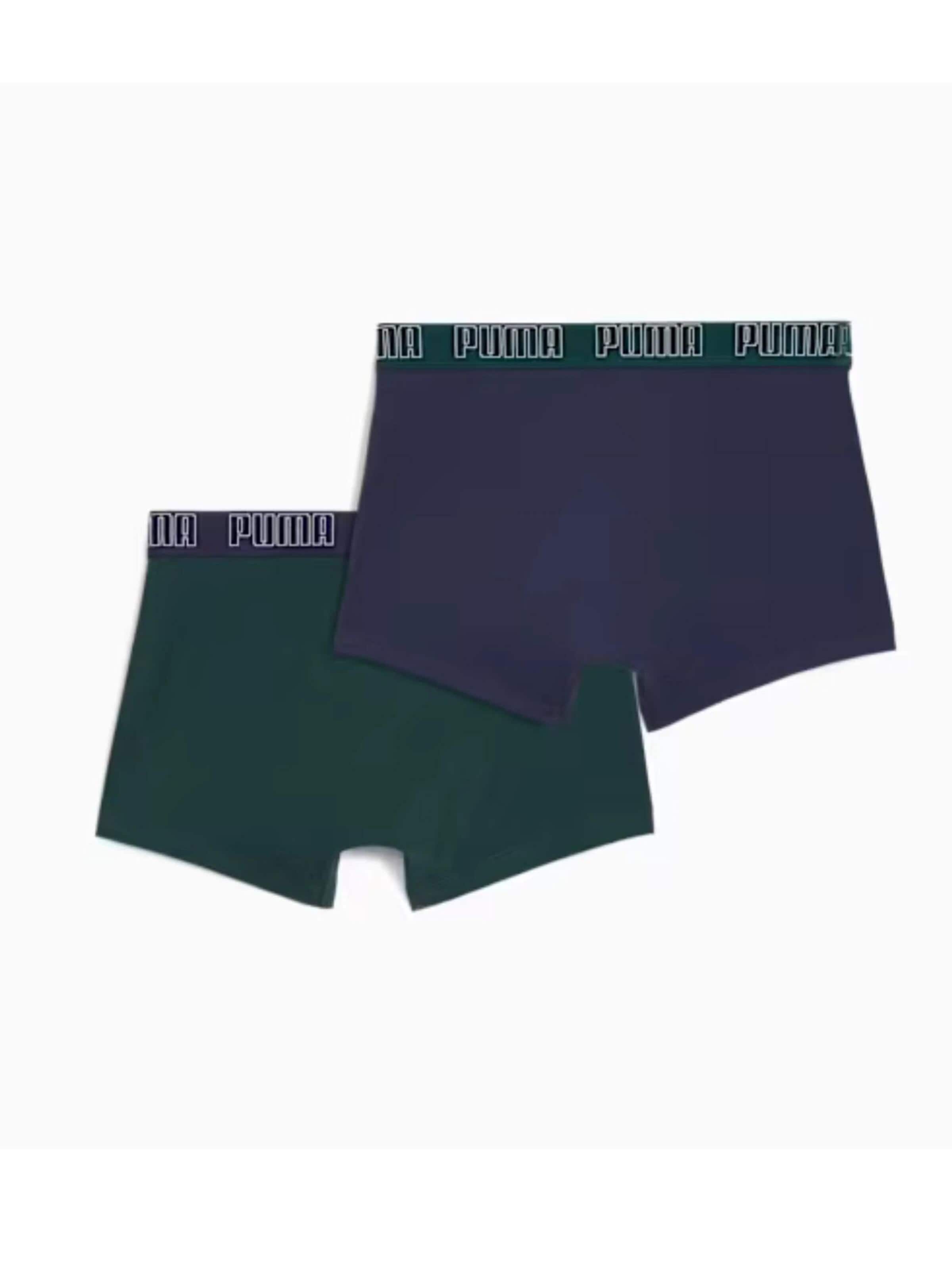 PUMA - Calzoncillo boxer 'Bipack boxers puma marino/verde mid trunk' en azul