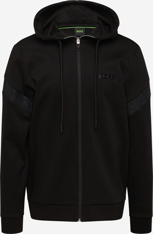 BOSS Sweat jacket 'Saggy Mirror' in Black: front