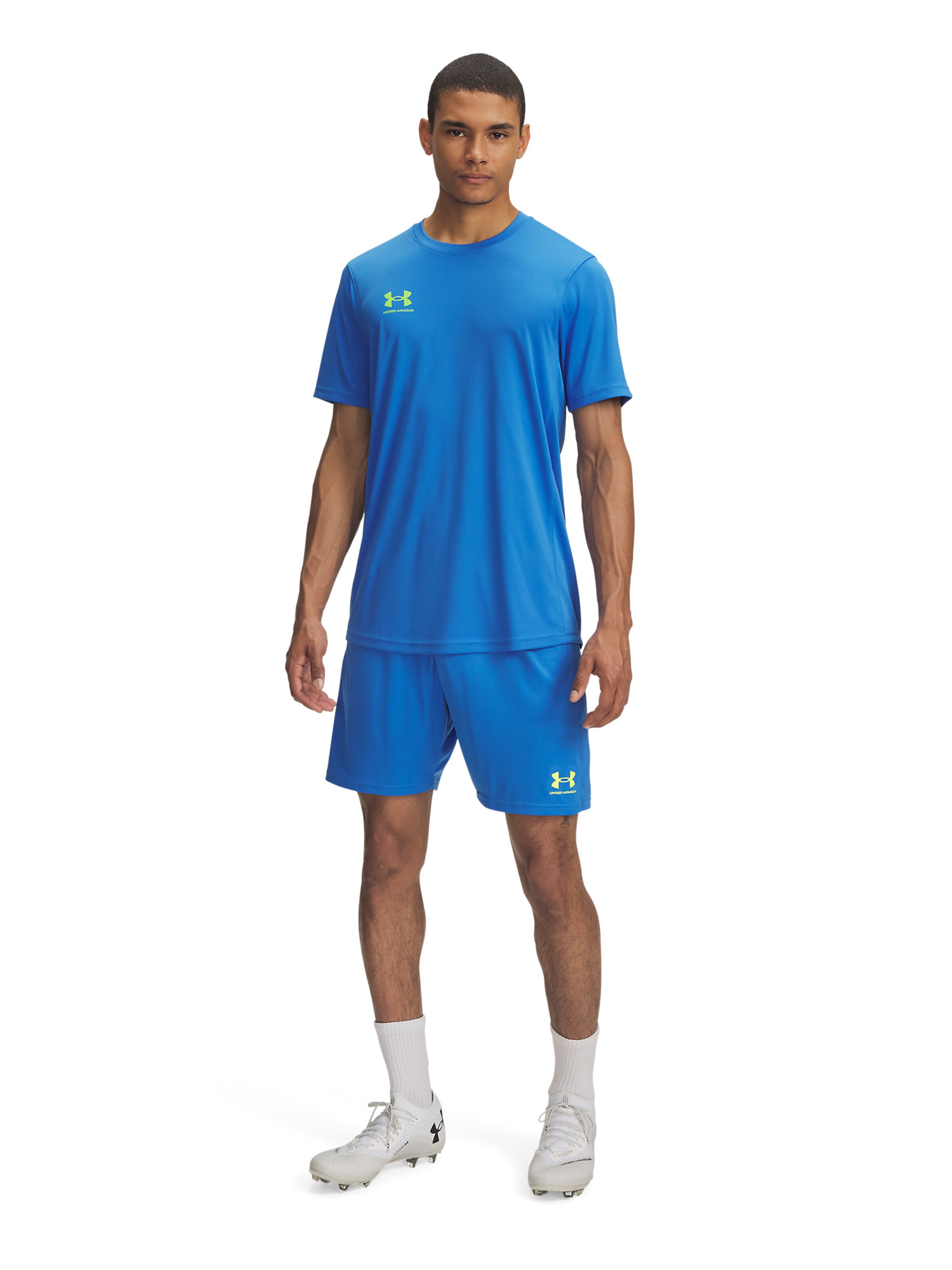 UNDER ARMOUR Workout Pants 'Challenger' in Blue: front