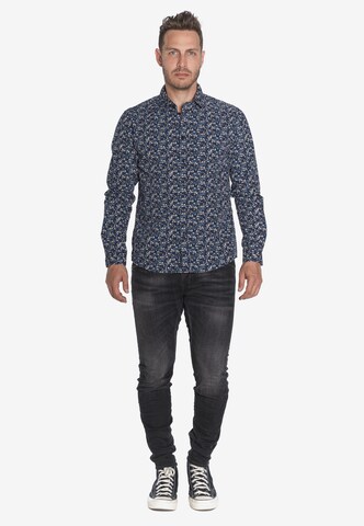 Le Temps Des Cerises Regular fit Button Up Shirt 'PASTER' in Blue