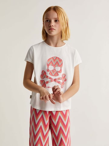 Scalpers T-shirt 'Zigzag Skull' i vit: framsida