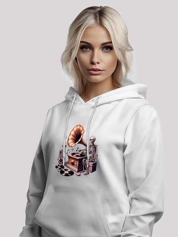 Sweat-shirt 'Gothic Skeleton Vintage Vinyl Plattenspieler' F4NT4STIC en blanc