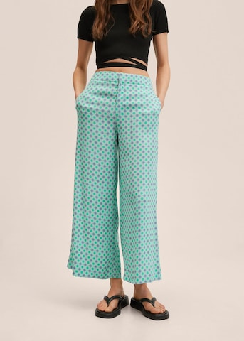 MANGO Wide leg Broek 'Jaipur' in Groen: voorkant