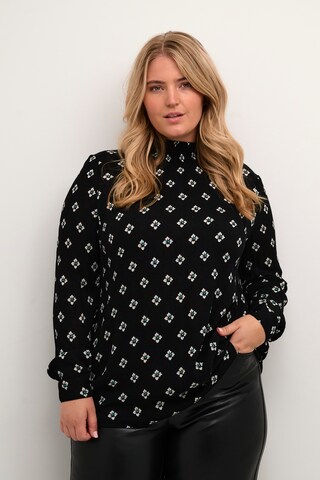 KAFFE CURVE Blouse 'Ami' in Zwart: voorkant