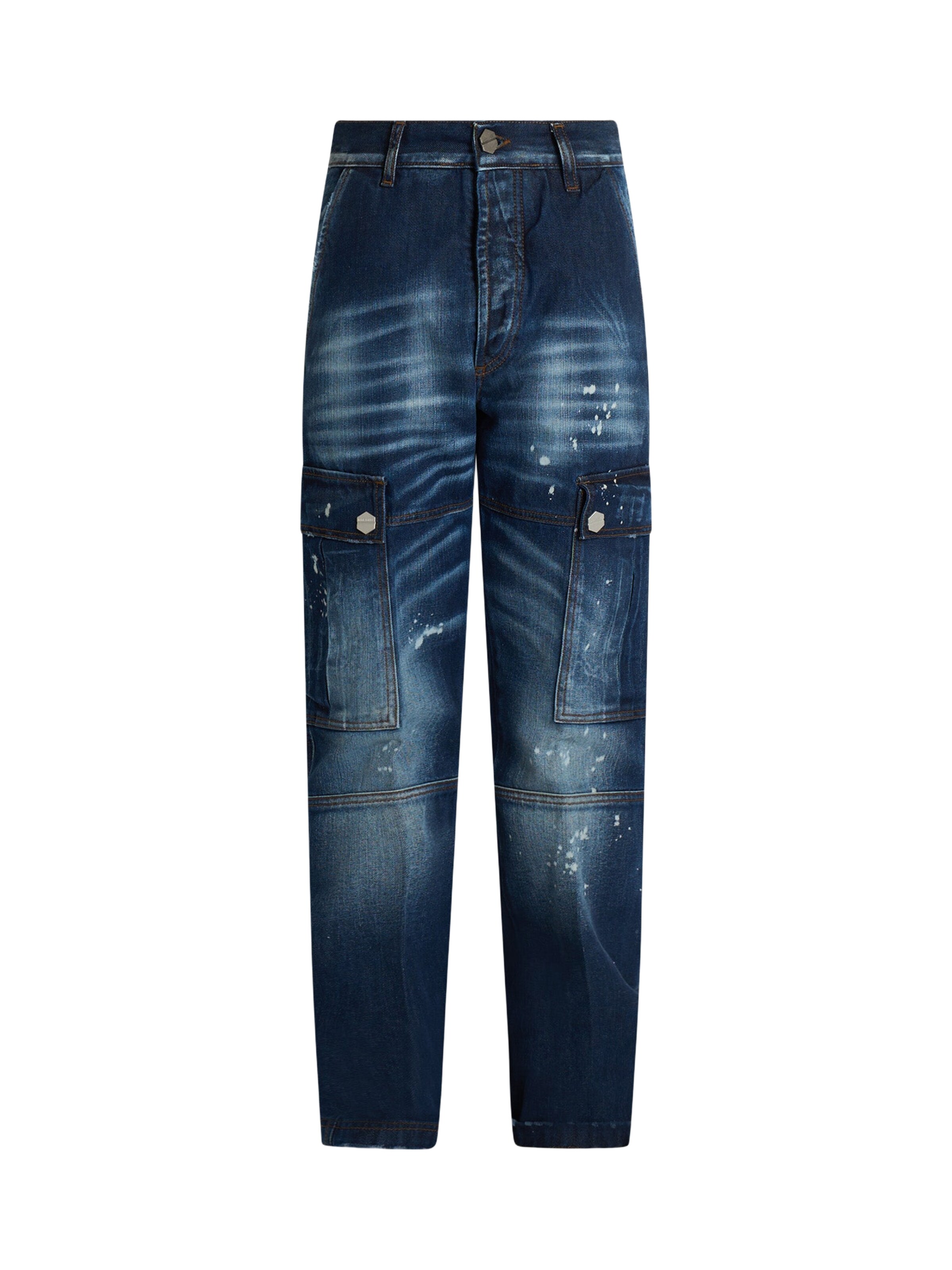Coupe slim Jeans cargo DARK LABEL en bleu : devant