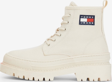 Tommy Jeans Lace-Up Ankle Boots in White: front