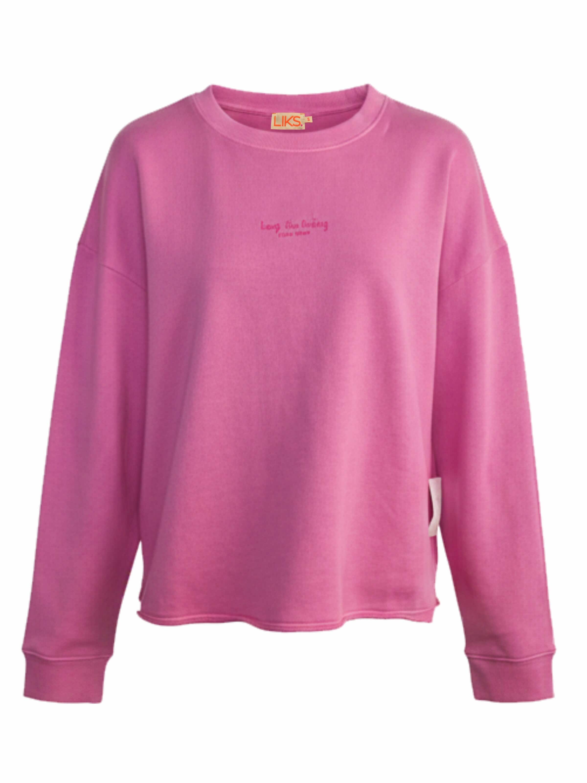 LIKS. Munich Sweatshirt 'Sweatshirt mit Stickerei Keep the Feeling Bio Baumwolle - SelinaC' in Roze: voorkant
