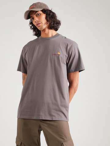 Carhartt WIP Тениска 'American Script' в сиво: отпред