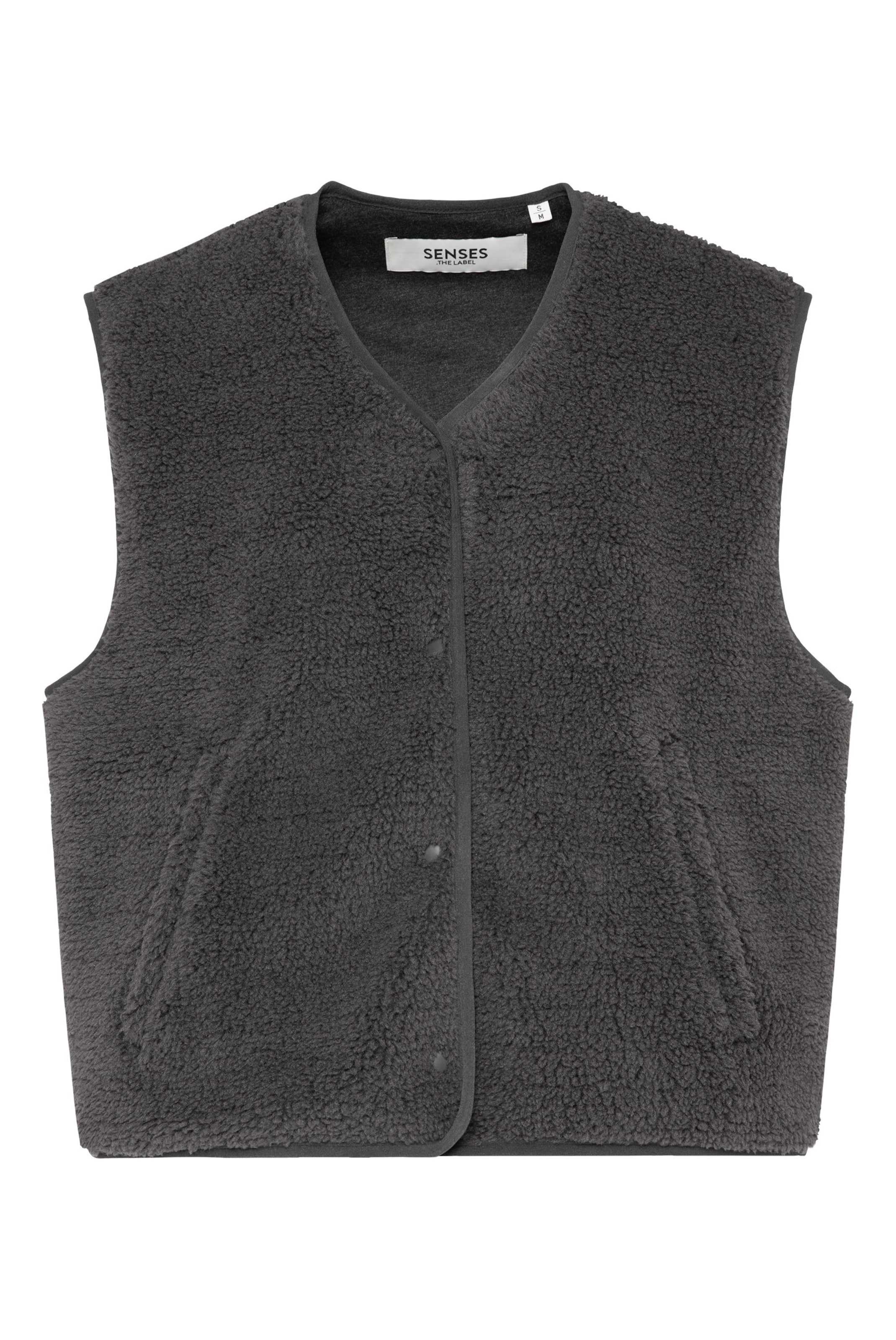 SENSES.THE LABEL Knitted Vest in Grey: front