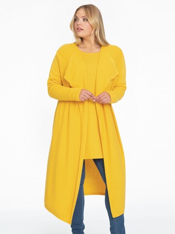 Yoek Knit Cardigan in Yellow: front