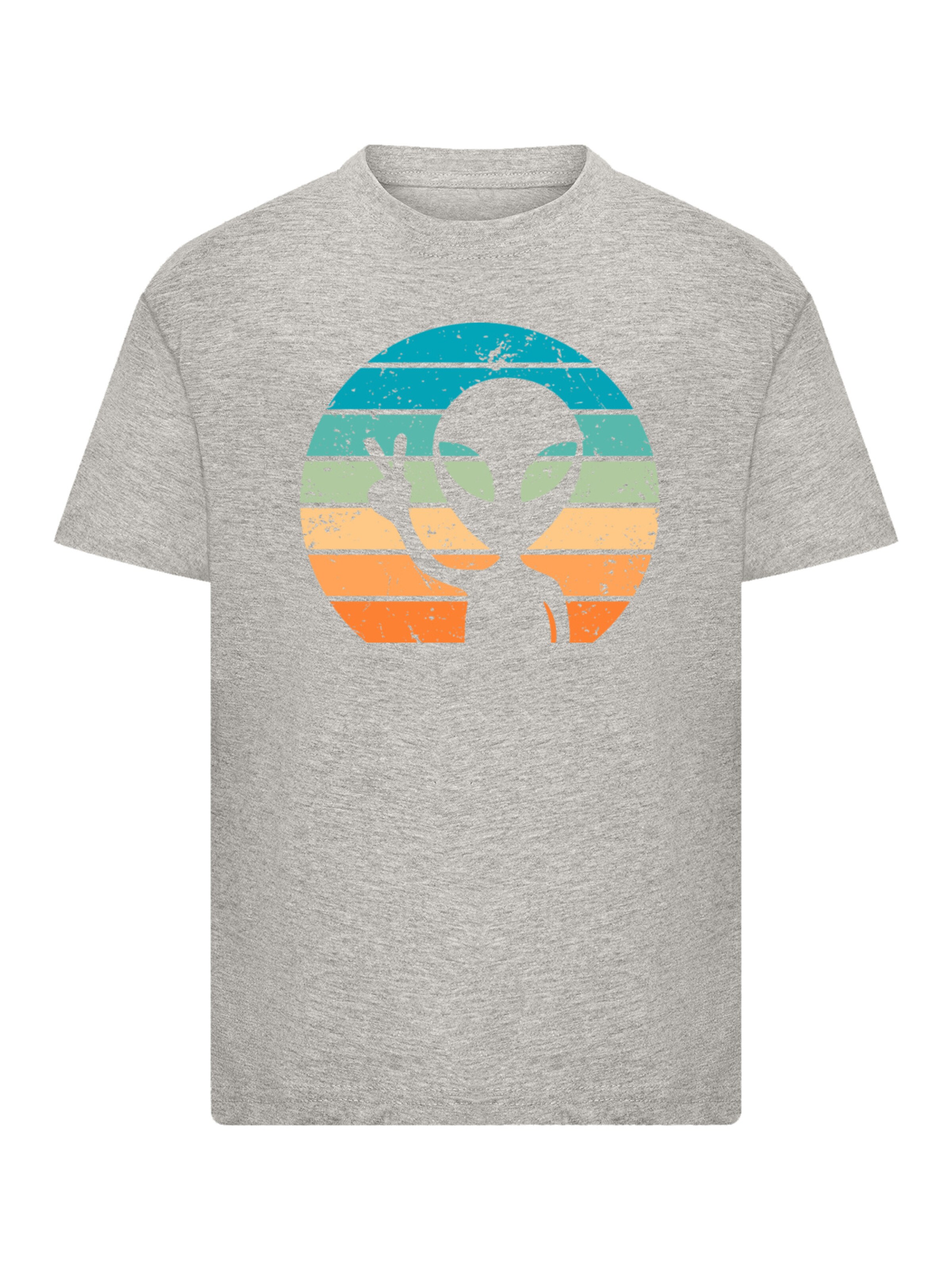 F4NT4STIC Shirt 'Alien Piece Sonnenuntergang' in Grijs: voorkant