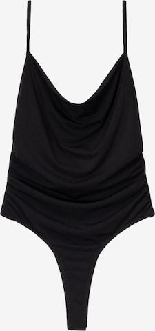 Bershka Shirt body in Zwart: voorkant