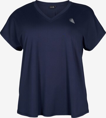 Active by Zizzi Shirt 'BASIC' in Blauw: voorkant