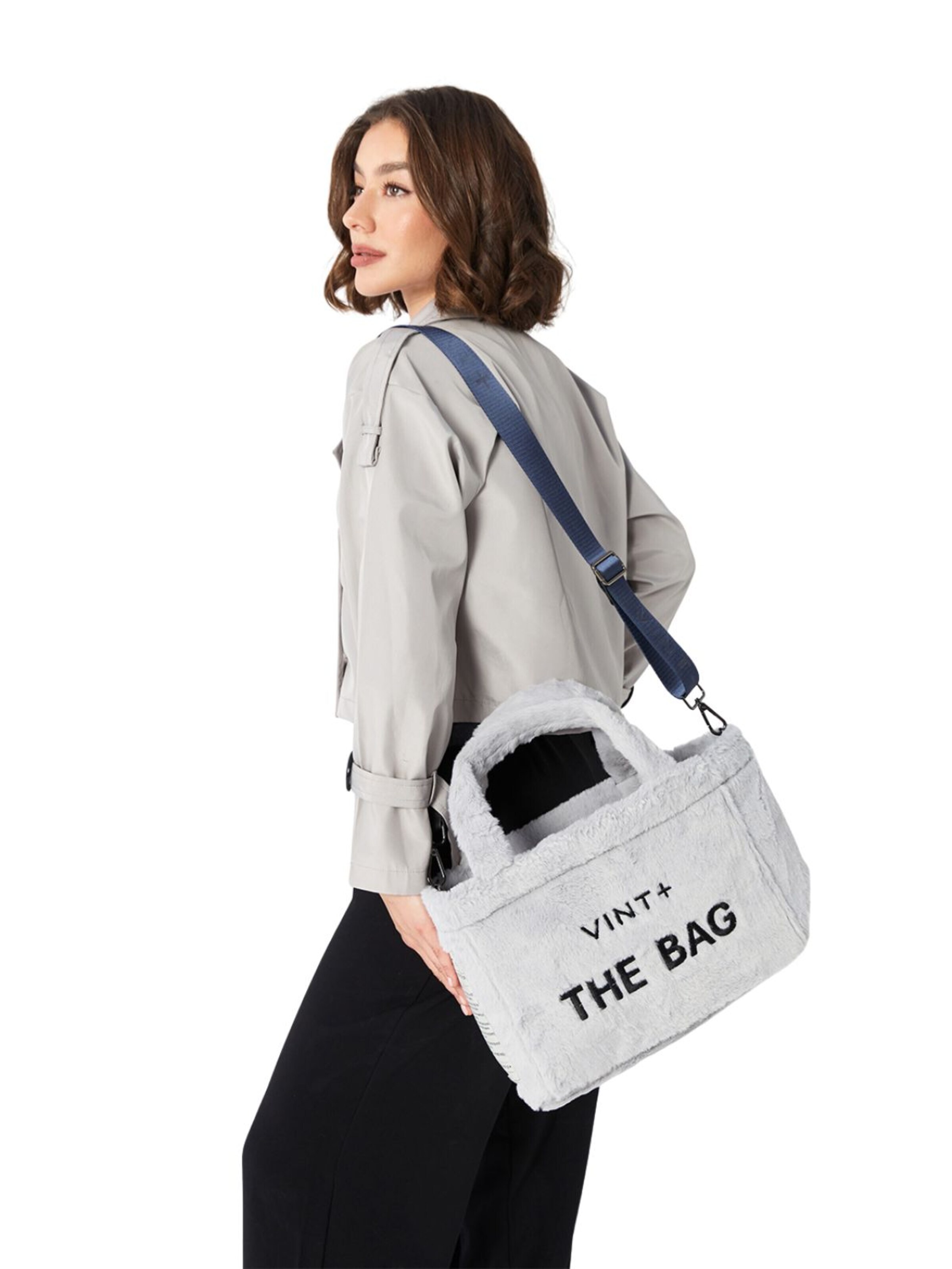 VINT+ Håndtaske 'Fluffy Bag Small' i grå