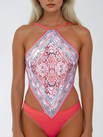 Col haut Bikini 'Trikini Capri Coral' Flavia Valentini en rouge