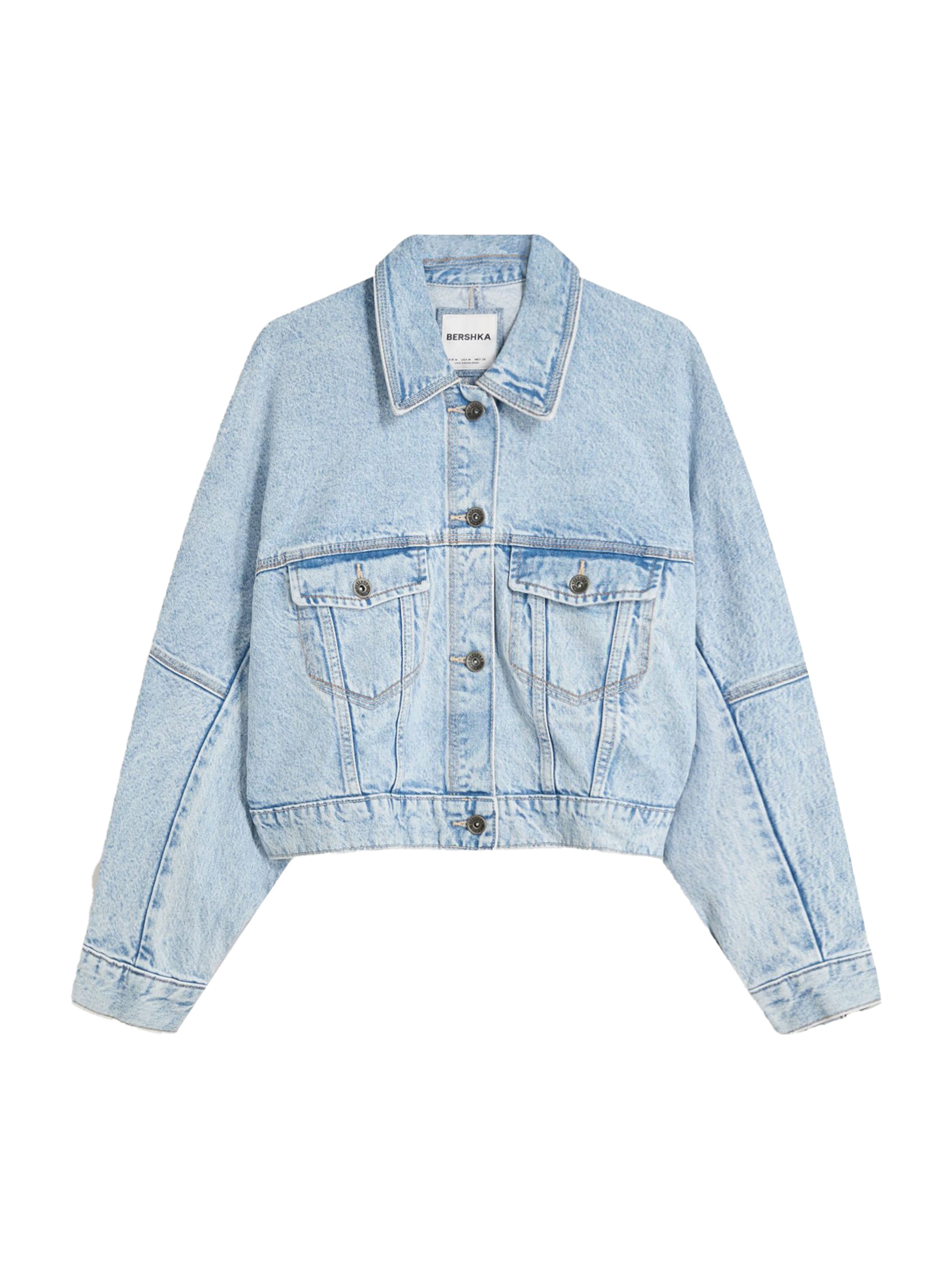 Bershka Veste mi-saison en bleu denim, Vue avec produit