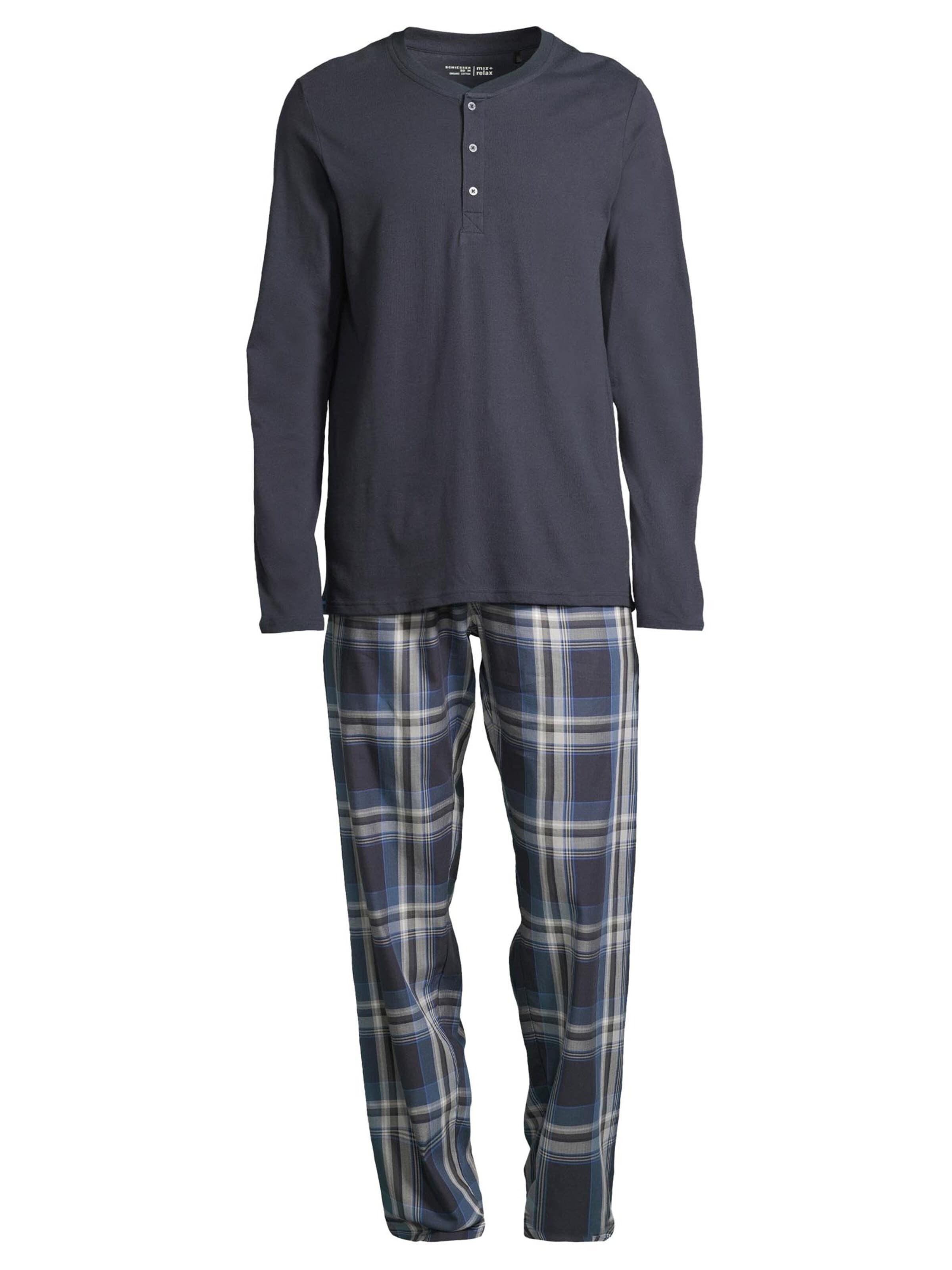 SCHIESSER Pyjama lang 'Night & Home'‌‌‌‌ in Blau: Vorderseite