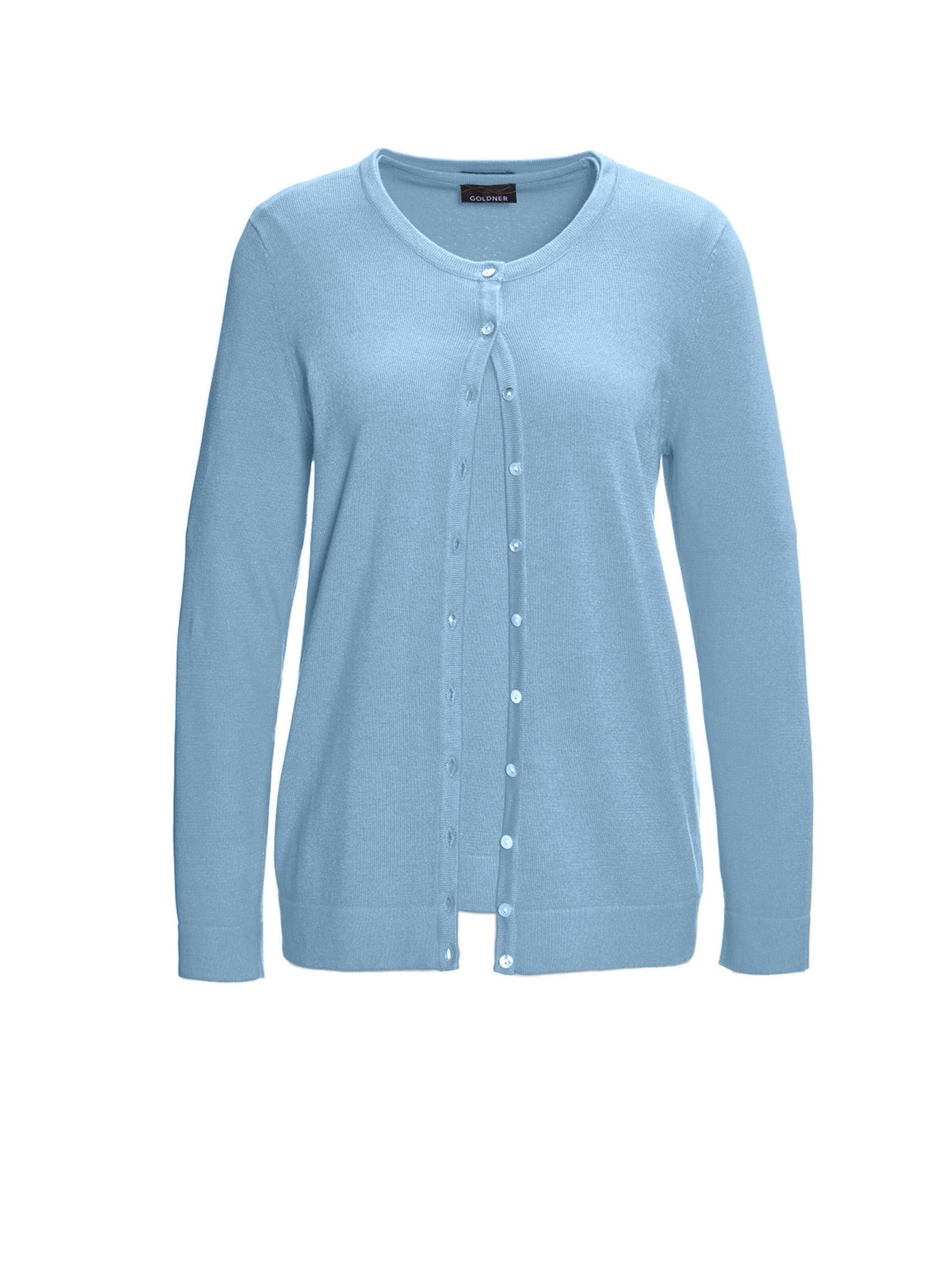 Goldner Strickjacke in Blau: Vorderseite