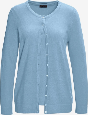 Goldner Strickjacke in Blau: Vorderseite
