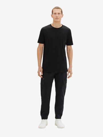 TOM TAILOR Tapered Cargo trousers in Black