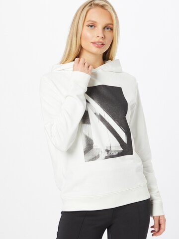 Sweat-shirt 'Shadow Box' Calvin Klein en blanc : devant