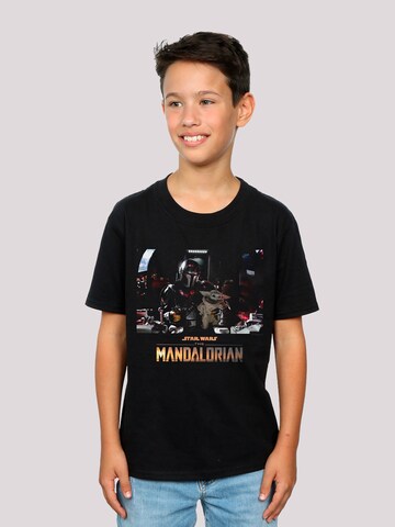 F4NT4STIC Shirt 'The Mandalorian Child On Board' in Black: front